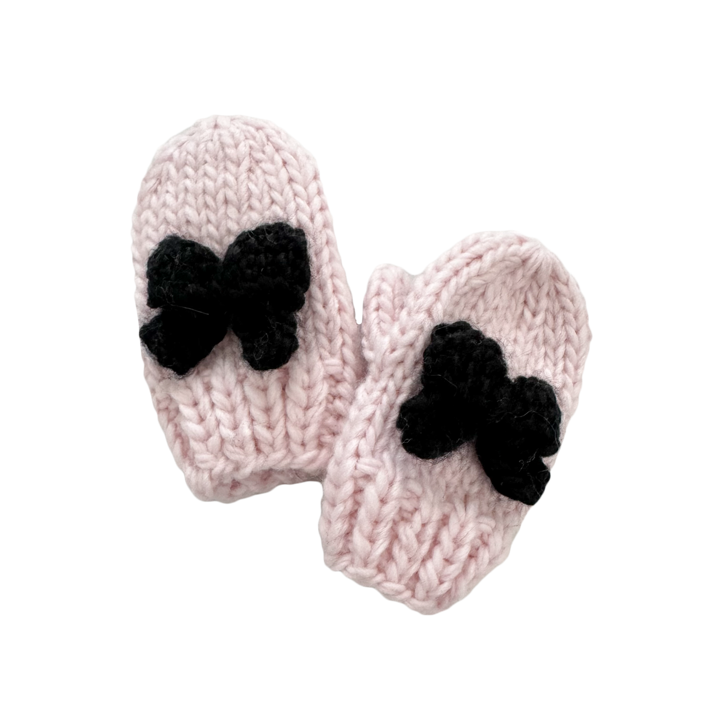 Bow Mittens, Baby Pink/Black | Baby & Kids Holiday Accessory