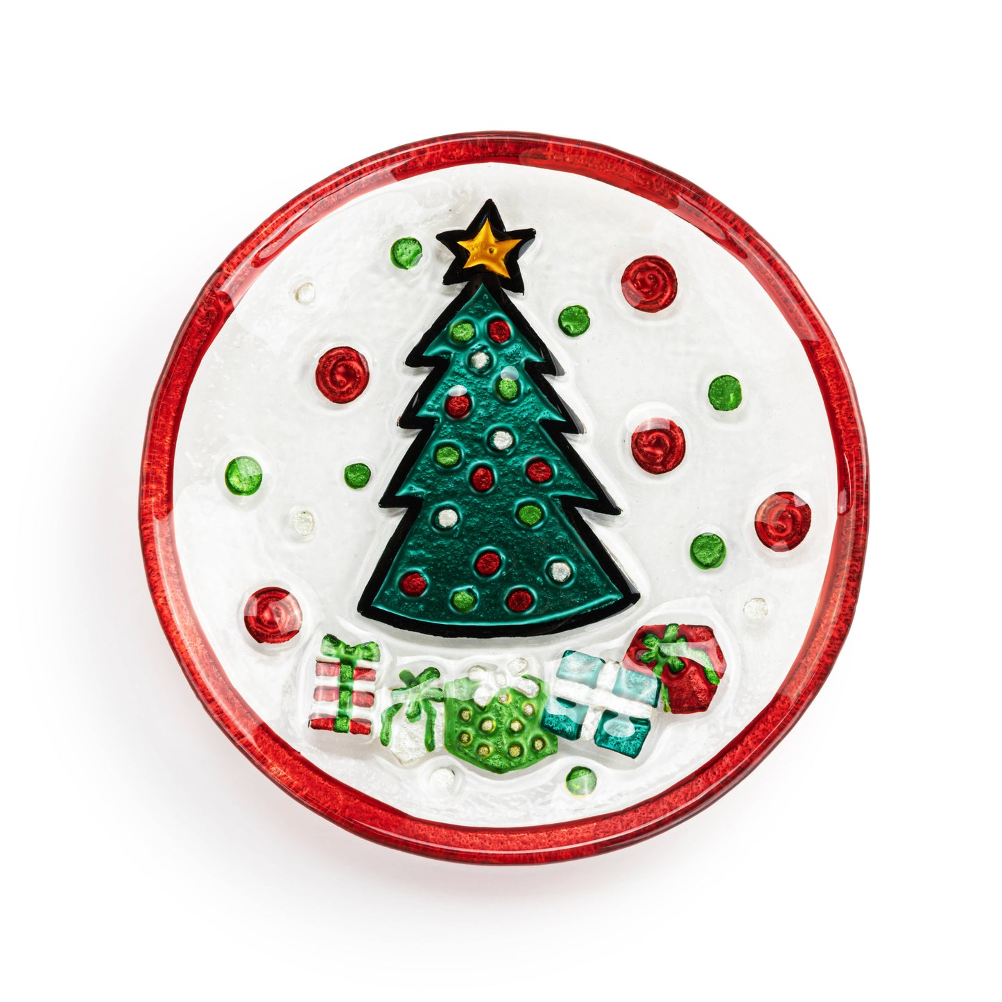 Christmas Tree Mini Glass Round Plate - 6.5in
