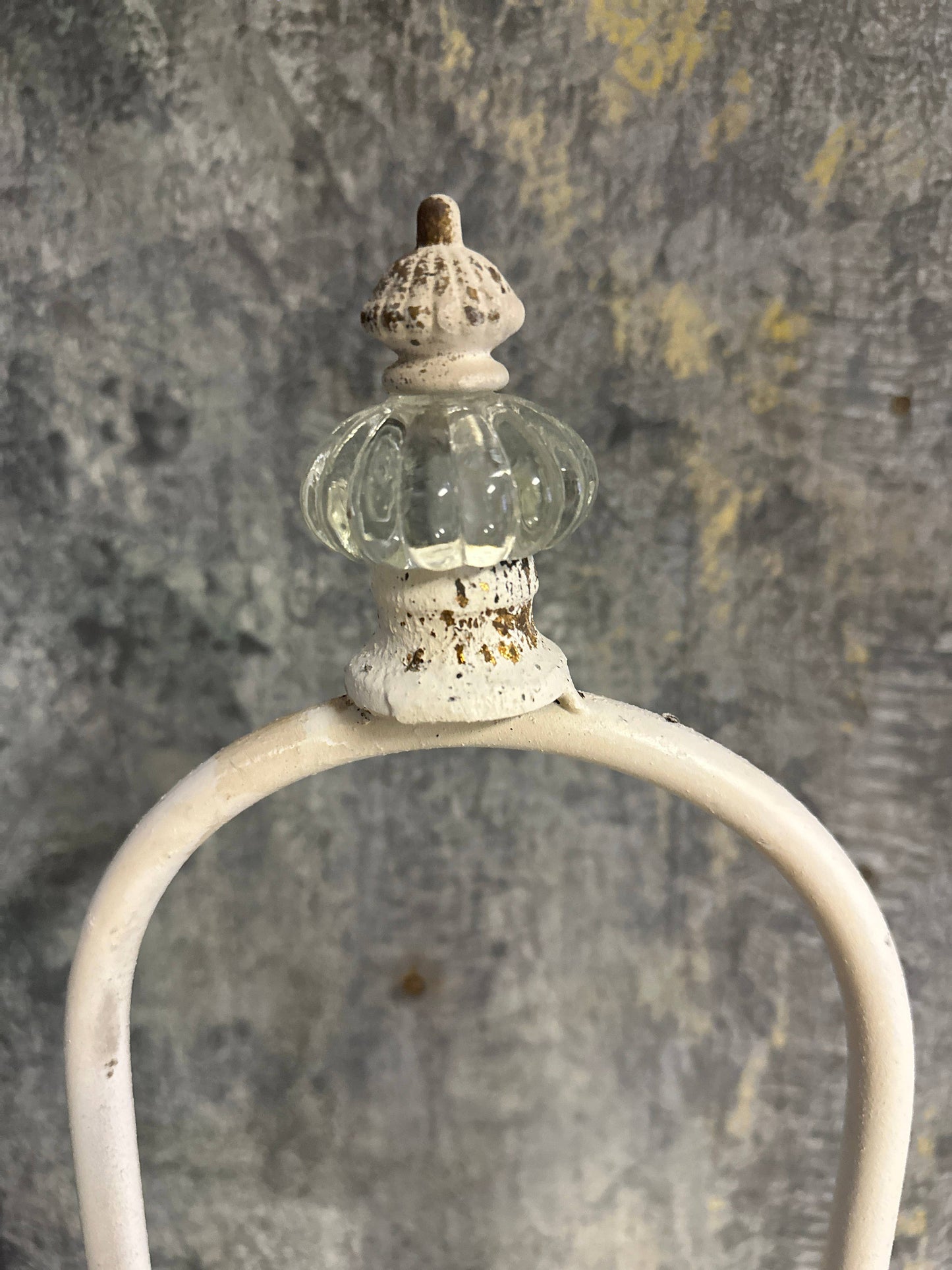 Vintage White Distressed Metal Candle Holder