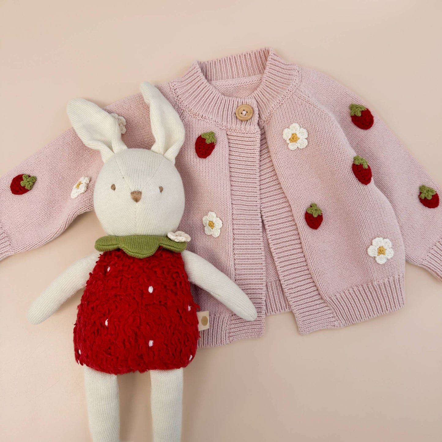 Bunny Strawberry Plushie Baby Kids Toy Stuffed Animal Spring