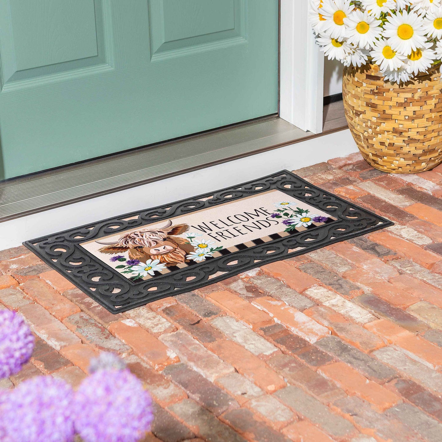 Highland Cow Welcome Friends Sassafras Switch Mat