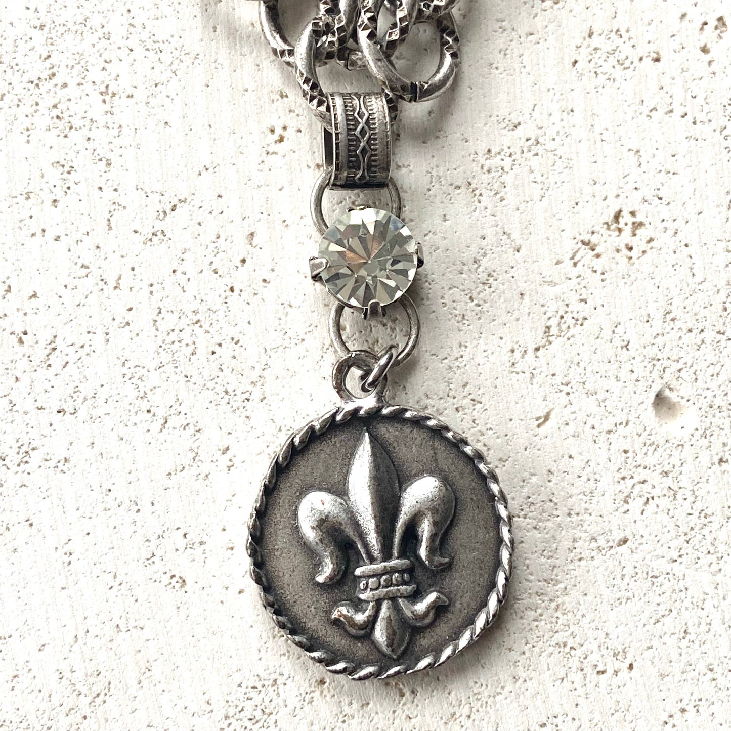 Fleur de lis french coin necklace