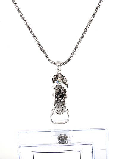 Crystal AB Flip Flop Filigree ID Holder & Necklace