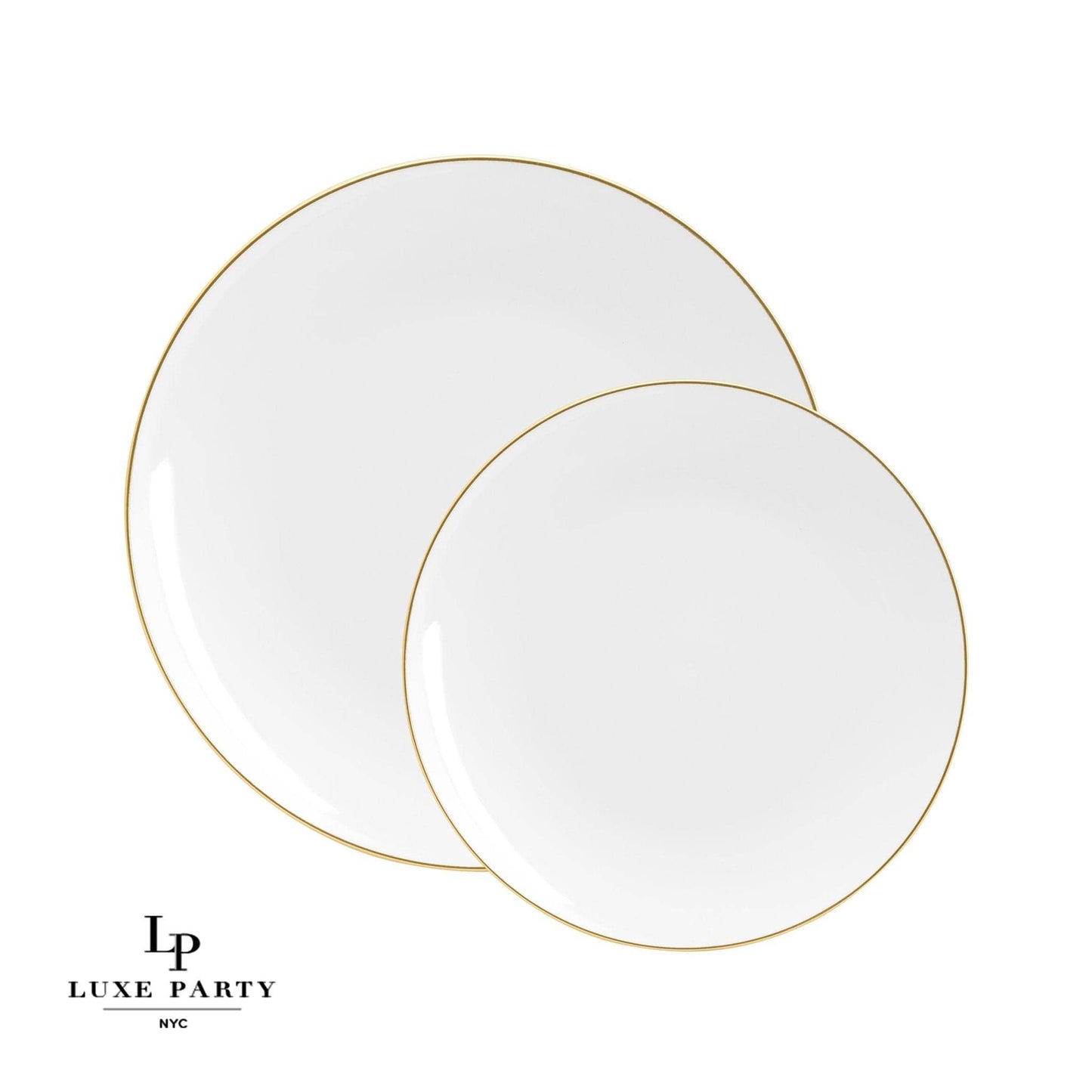 Round White • Gold Plastic Plates | 10 Pack