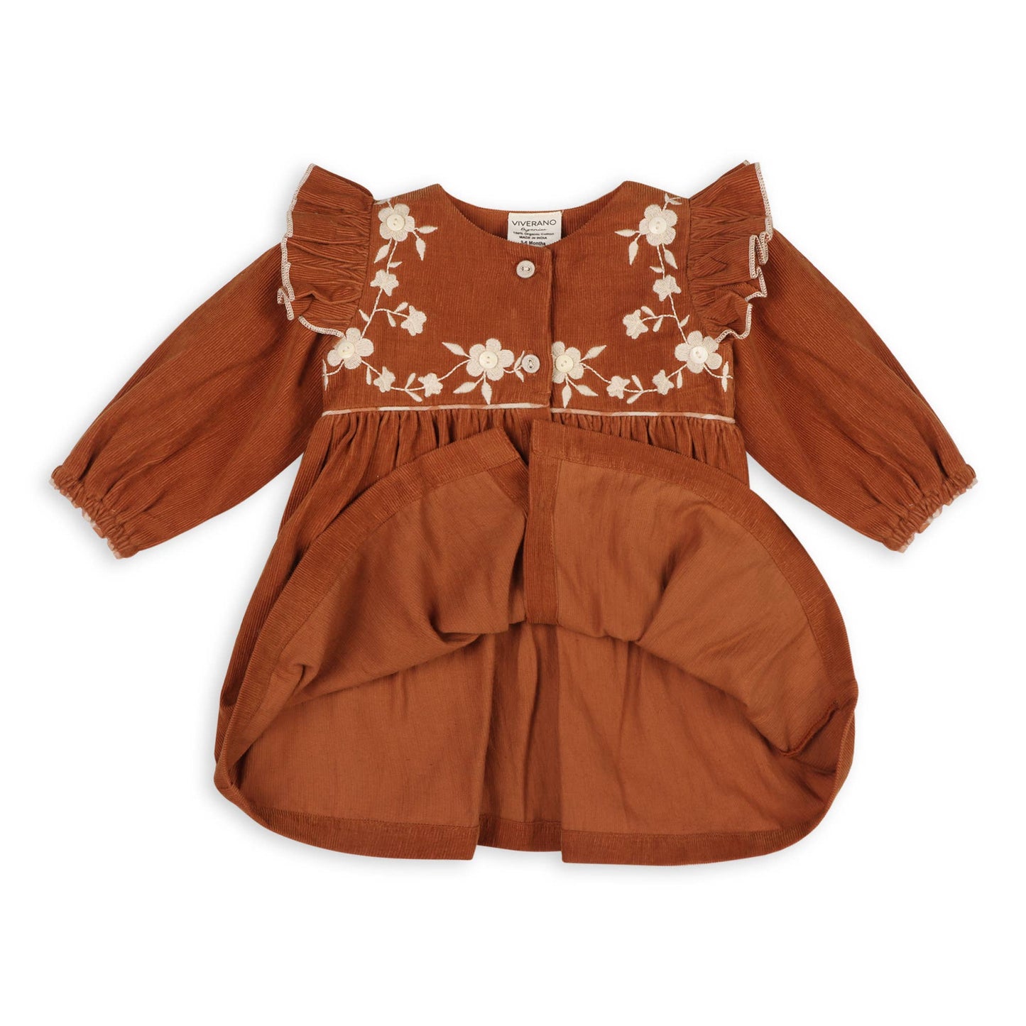 Floral Embroidered Corduroy Baby Dress & Bloomer (Organic)