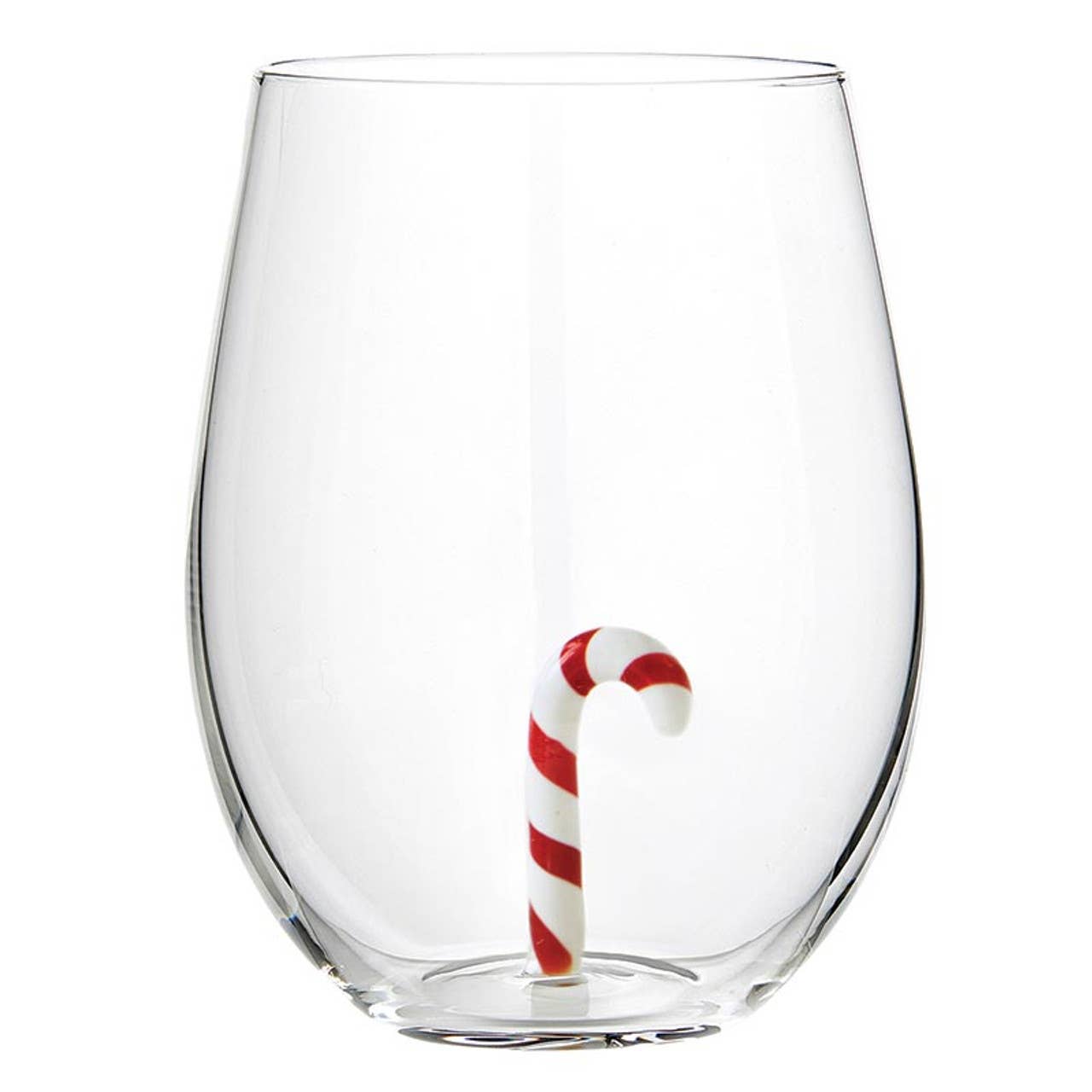 Stemeles Wine Glass w/ Candy Cane