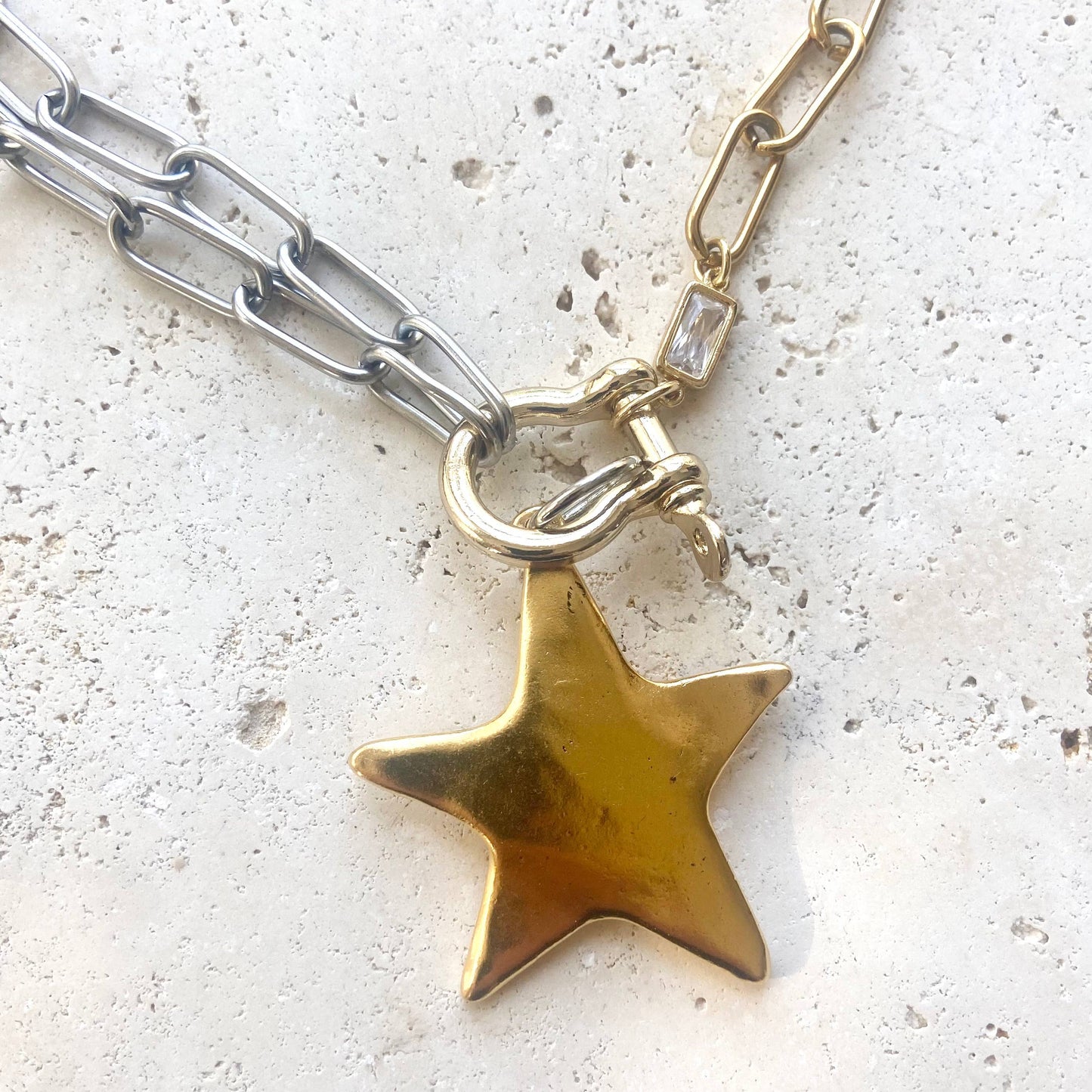 Edgy glam jewelry mixed metal jewelry stainless non tarnish