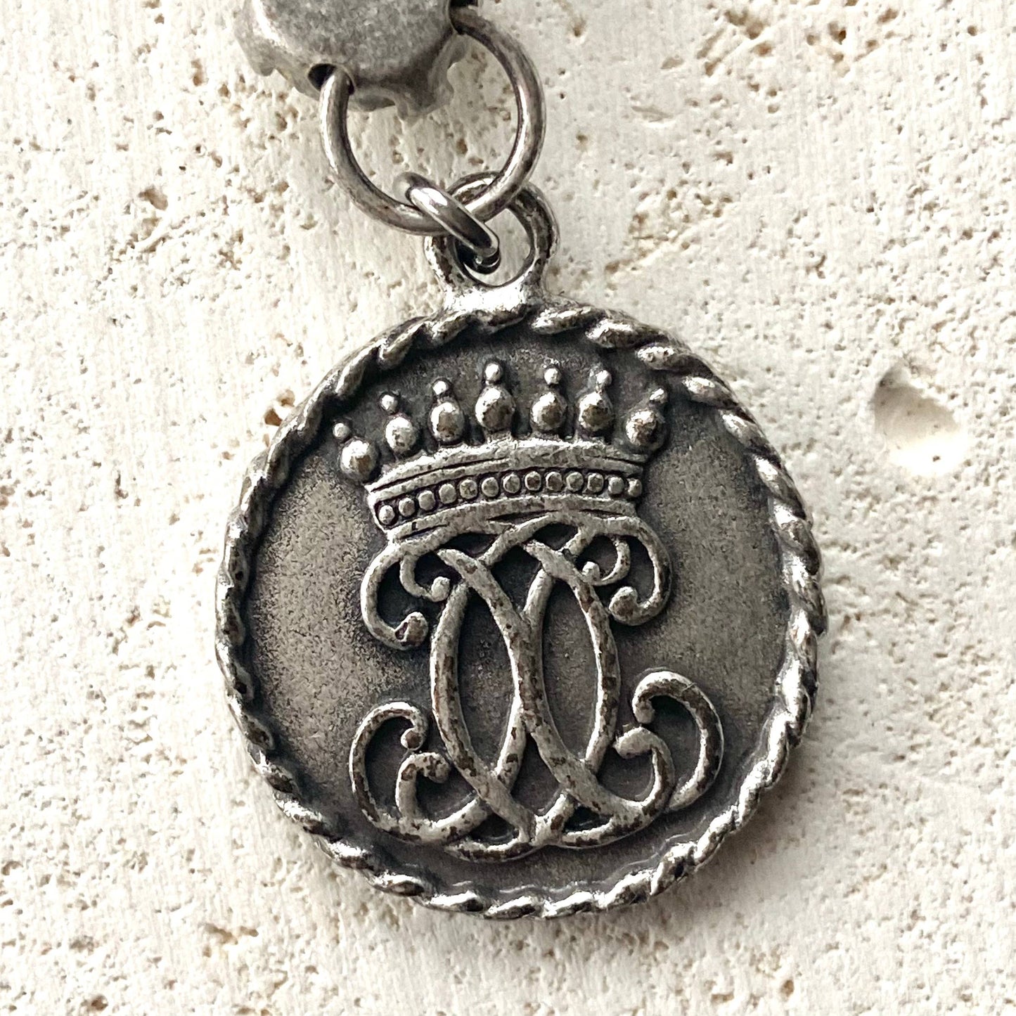 Fleur de lis french coin necklace