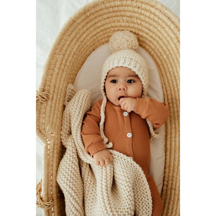 Natural Hand Knit Blanket