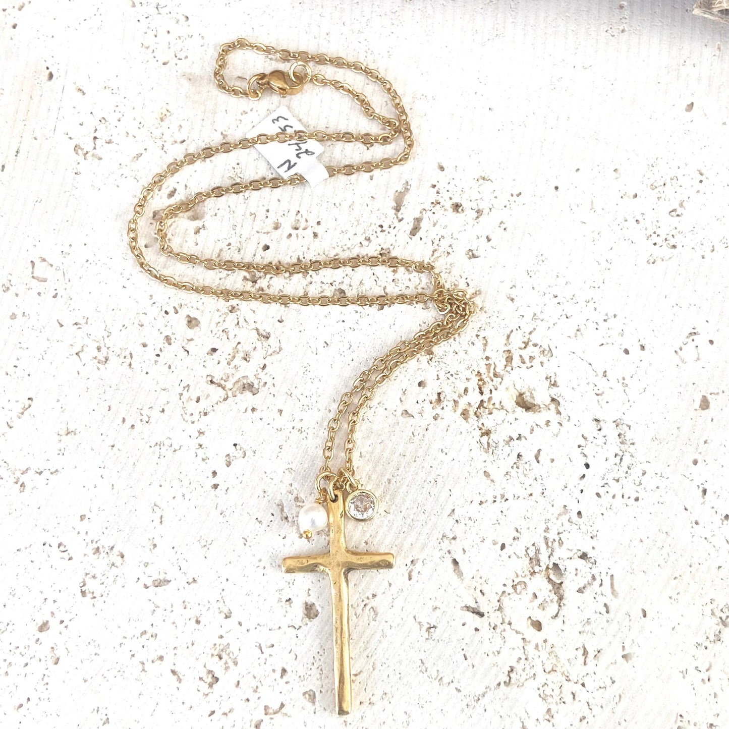 Cross necklace religious jewelry pearl