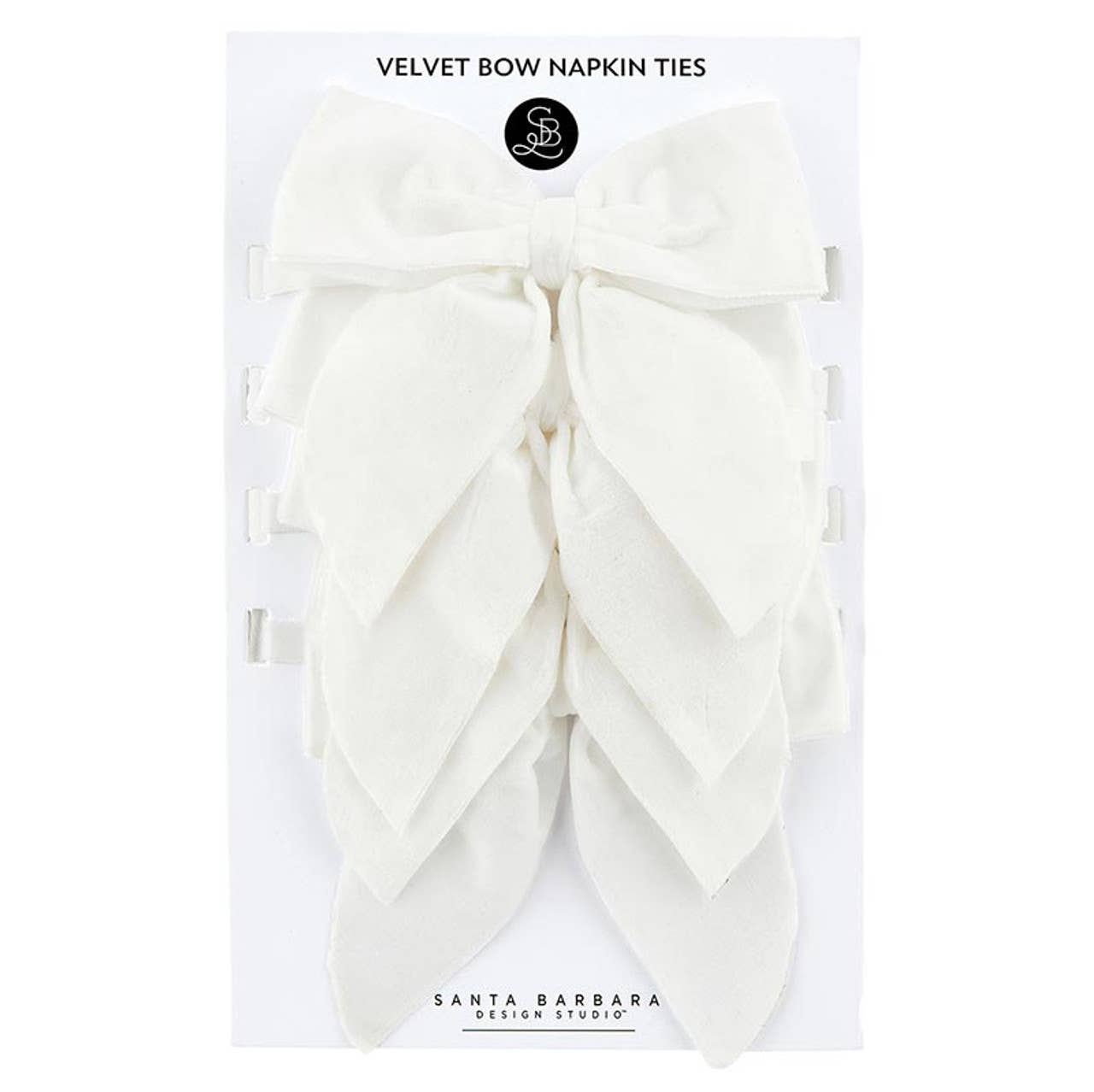 Velvet Bow Nap Ties White Set 4