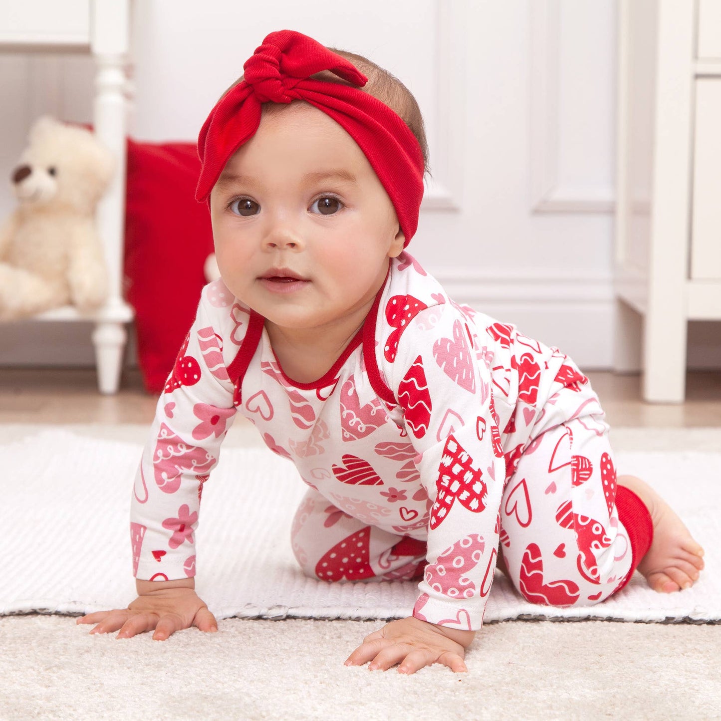 Tesa Babe - Baby Girl's Valentine's Day Hearts Bamboo Romper