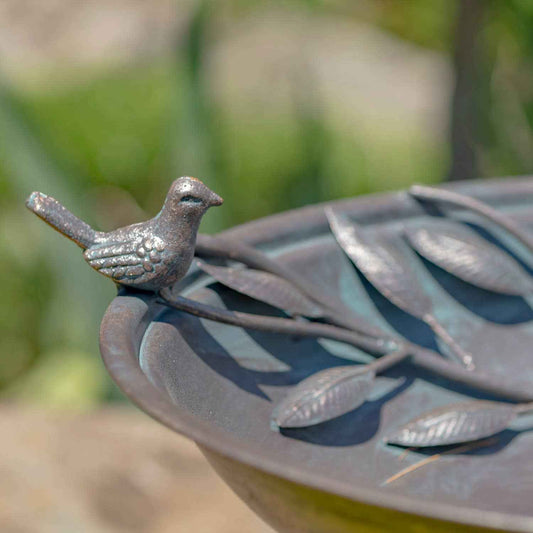 "Two Birds" Iron Birdbath - 3 Color Options: Bronze