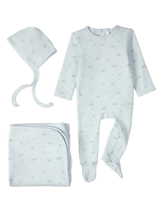 3 Pc Footie Set-Clouds of Happiness