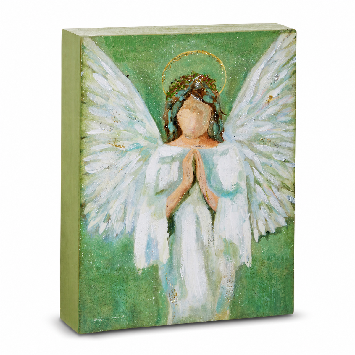 Guardian Angel Wood Art Block, Praying design