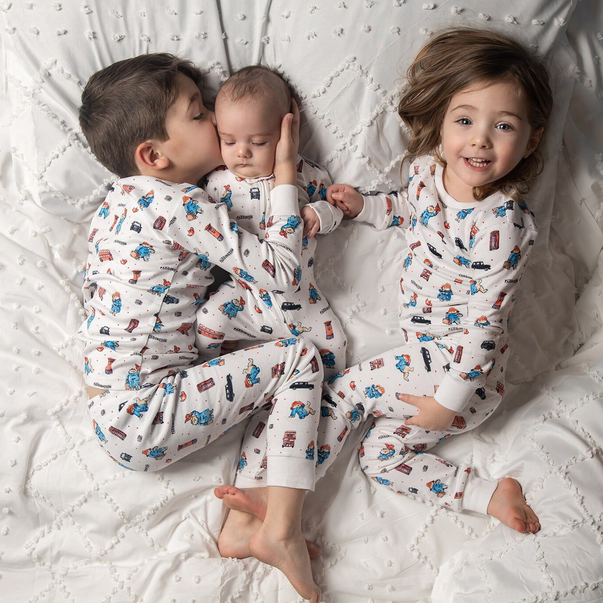 Kids' Organic Long Sleeve Pajama Set, London Paddington Print, view 5