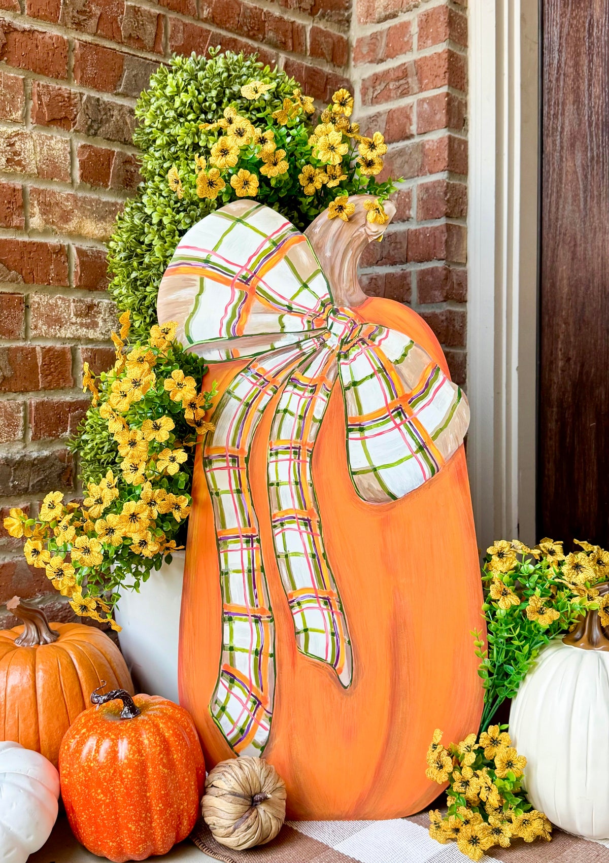 Large Modern Plaid Pumpkin