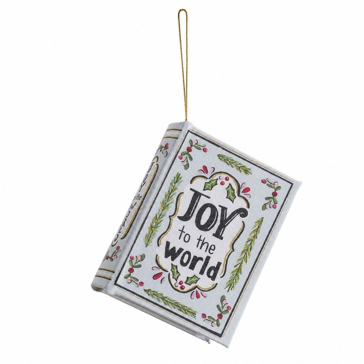 MDF and Canvas Book Ornament, Joy to the World design