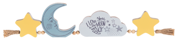 Moon, Cloud & Star Joined Art Block Figurine