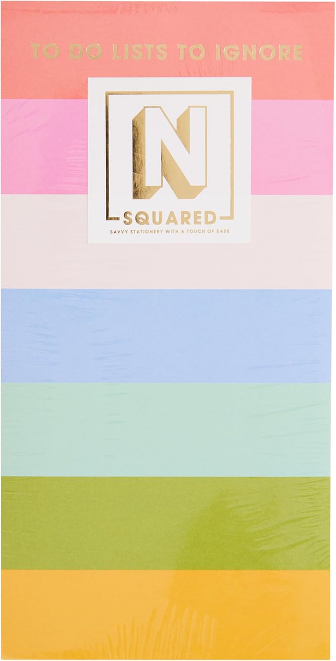N Squared Striped List Pad with 80 Sheets, Multicolor, 4" x 8"
