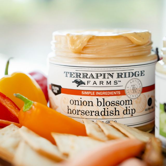 Onion Blossom Horseradish Dip, 4.2 oz, shown in a styled setting