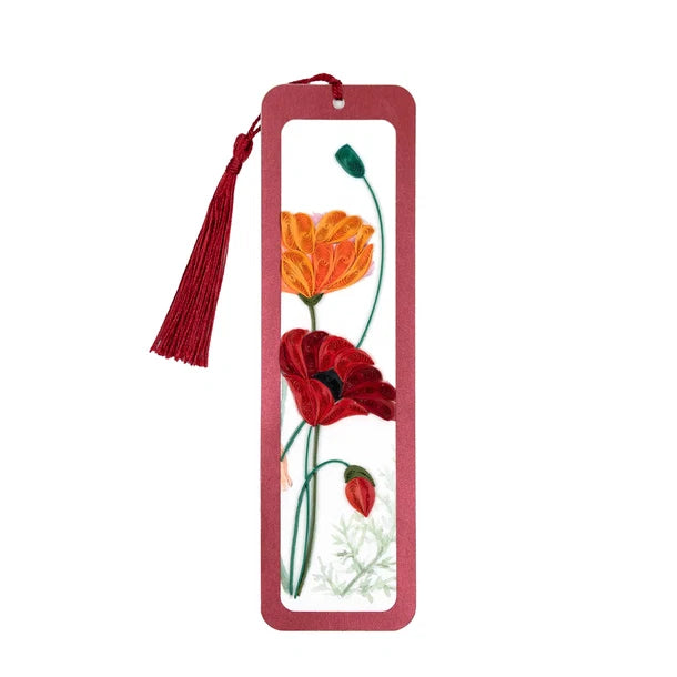 Poppies Handmade Quilled Paper Bookmark