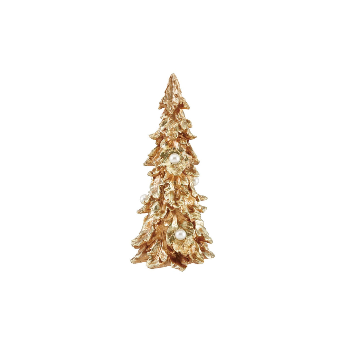 Resin Tree with Faux Pearls, Gold Finish, A gold resin tabletop tree with faux pearl accents set into its sculpted branches