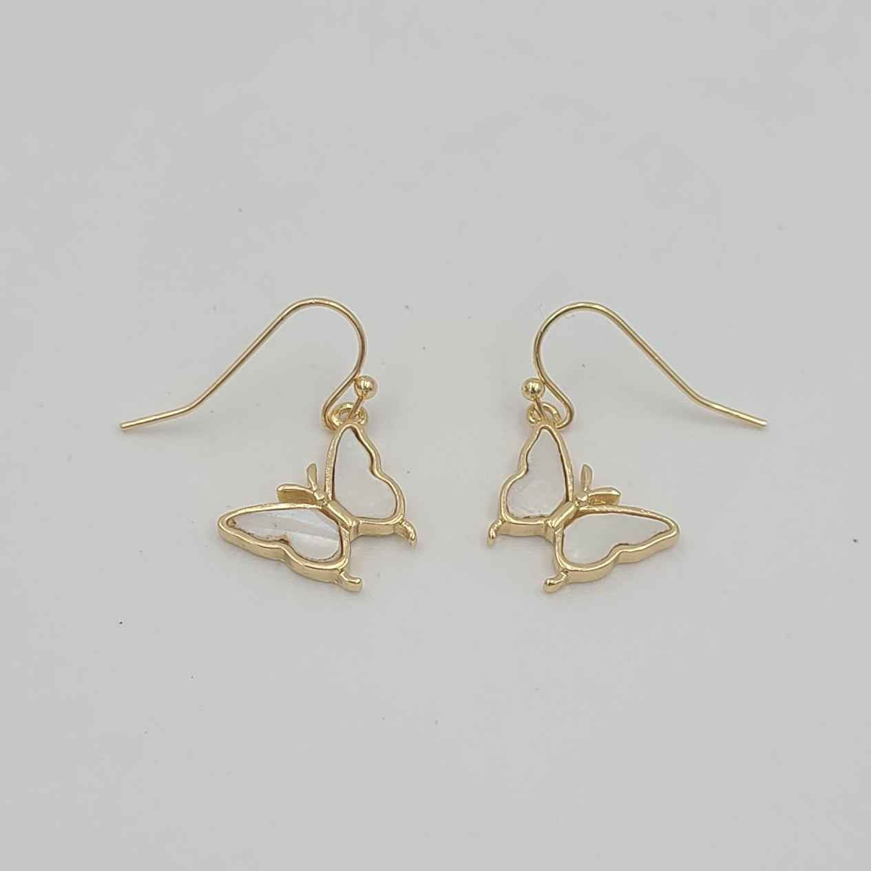 Shimmering White Butterfly Earrings