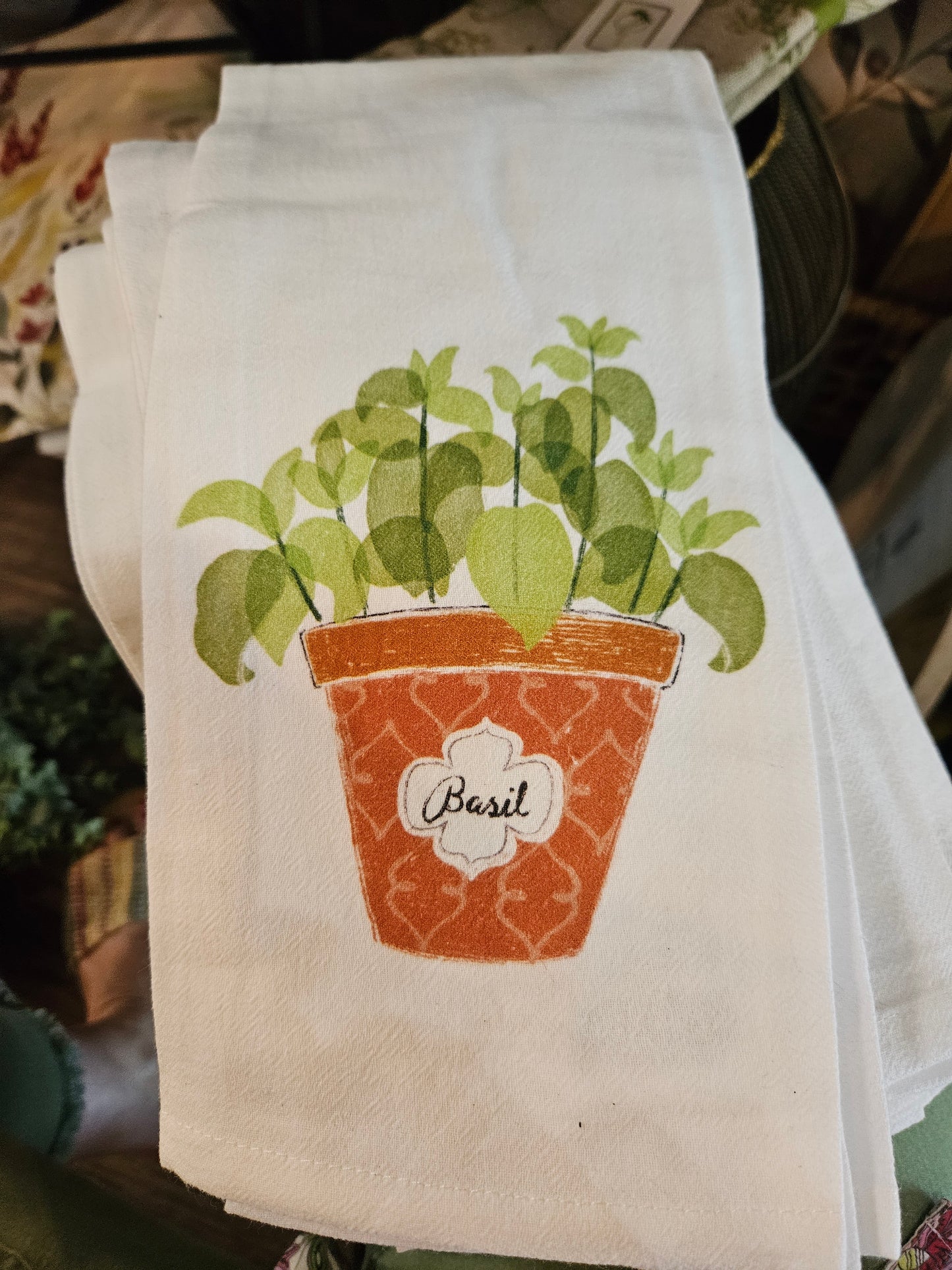Herb Garden Basil Dishtowel