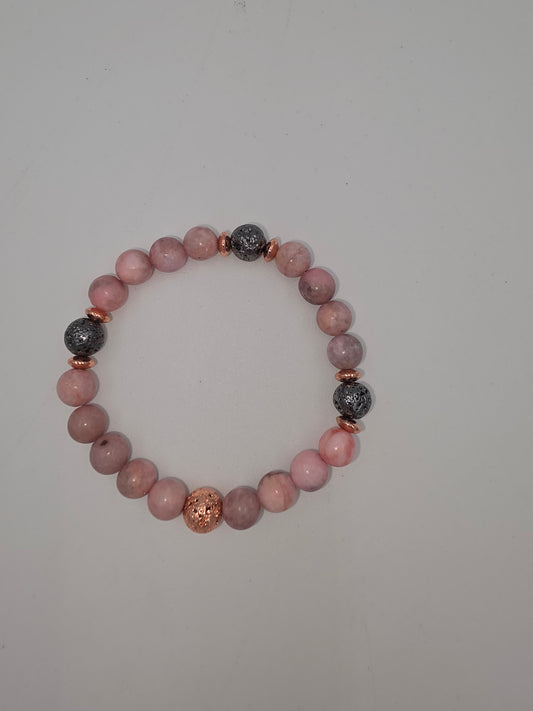 Natural Stone Bracelet - Mother's Day Gift with Card: Pink