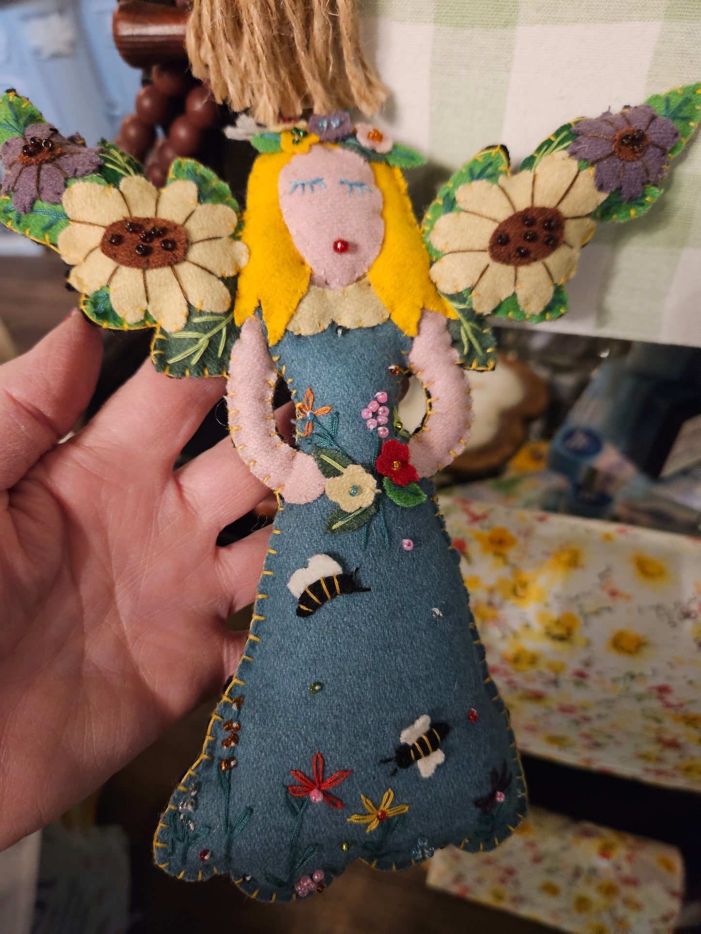 Plush Garden Goddess in Blue Dress Ornament
