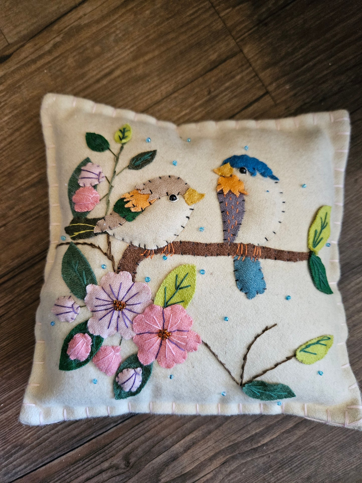 Chickadees on a Branch Throw Pillow