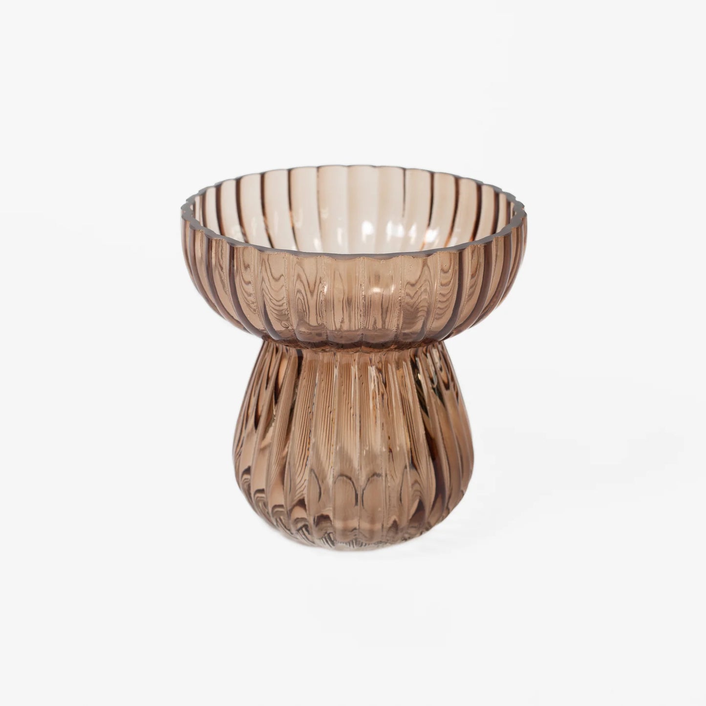 Scarlett Glass Ribbed Mushroom Vase - Small