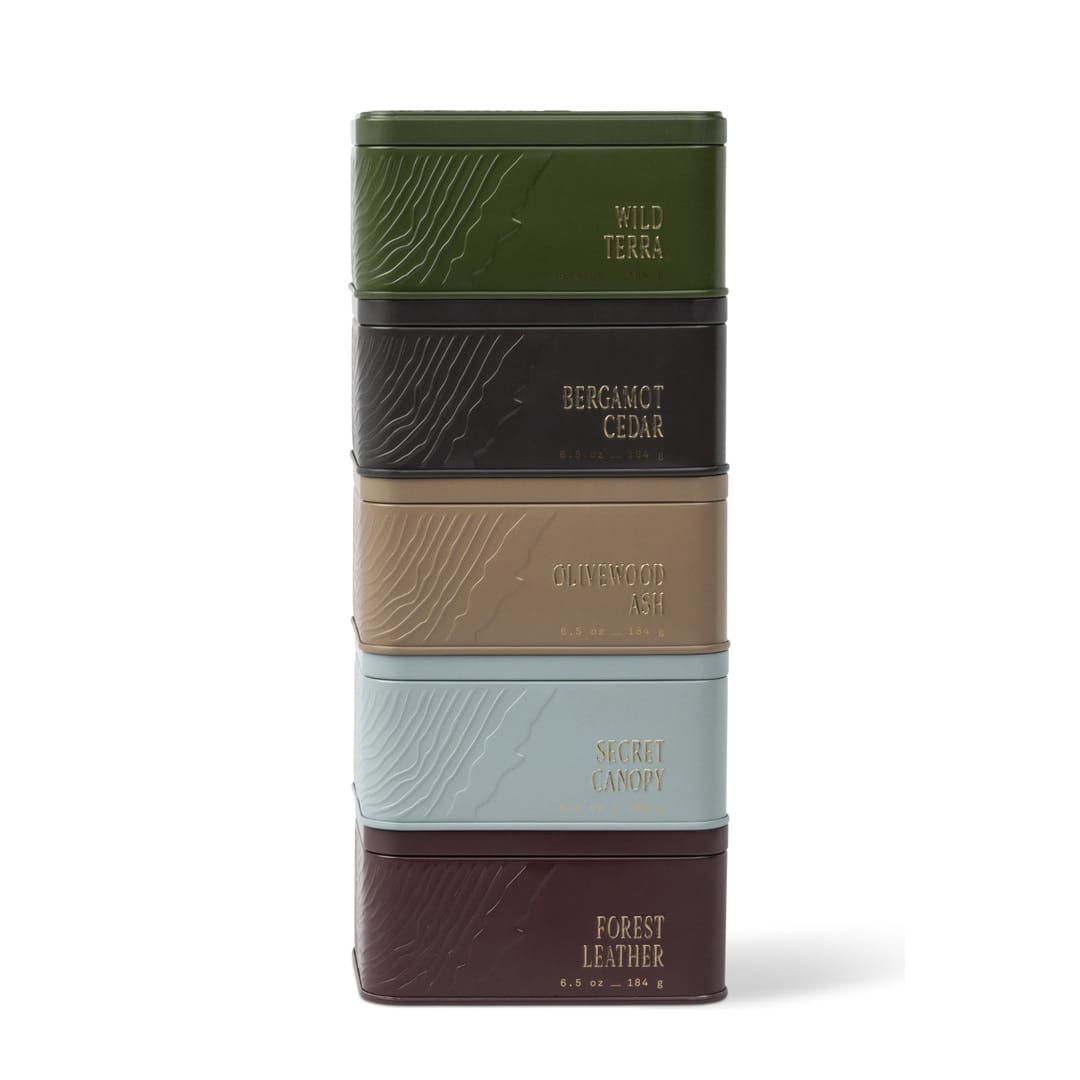 Forest Leather Travel Tin Candle