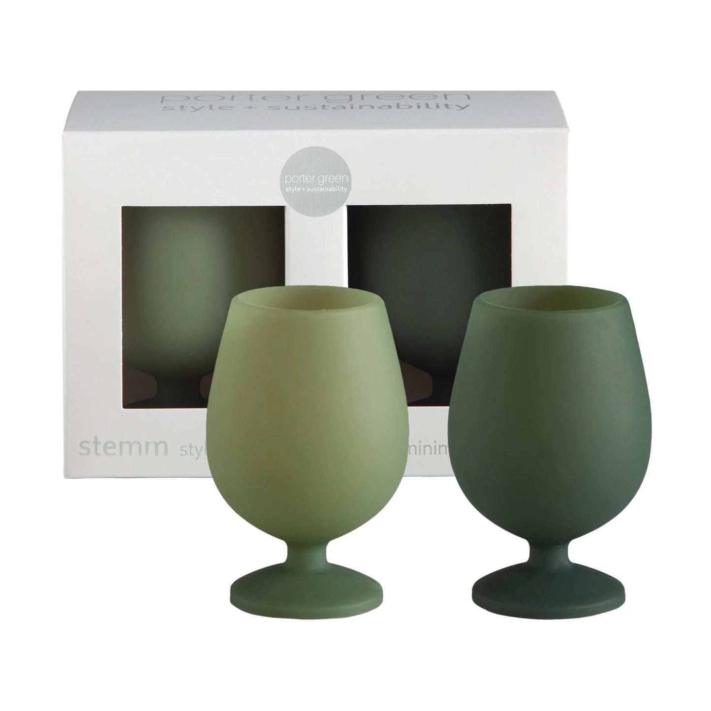 Unbreakable Silicone Wine Glasses-Sage/Olive-Set of 2-Short