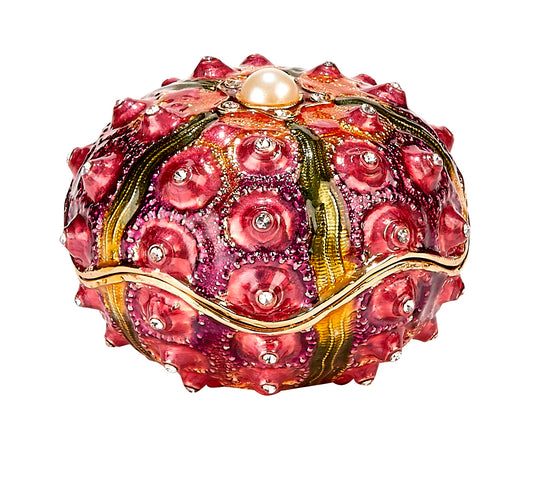 Caja de baratijas de erizo de mar rojo y coral