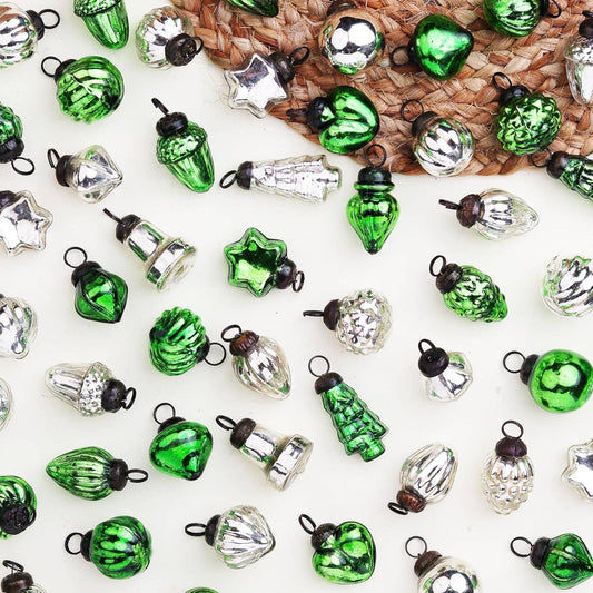 50 Pieces Silver Green Christmas Tree Ornaments