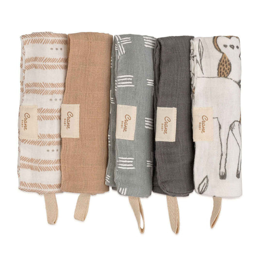 Crane Baby - Ezra 5-pc. Wash Cloth Set (Woodland Animal)