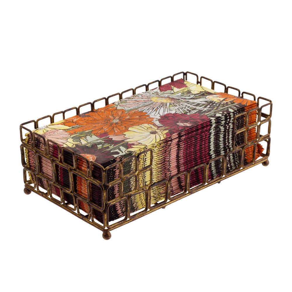 Square Links Paper Guest Towel Metal Caddy Aged Gold