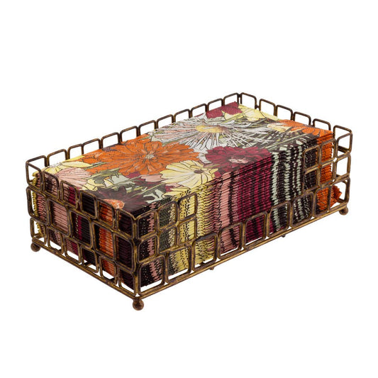 Square Links Paper Guest Towel Metal Caddy Aged Gold