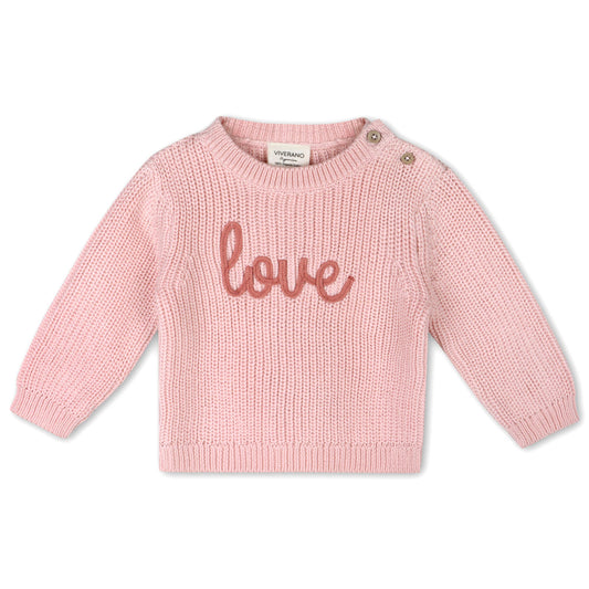 Viverano Organics - Love  Embroidered Chunky Knit Baby Sweater (Organic)