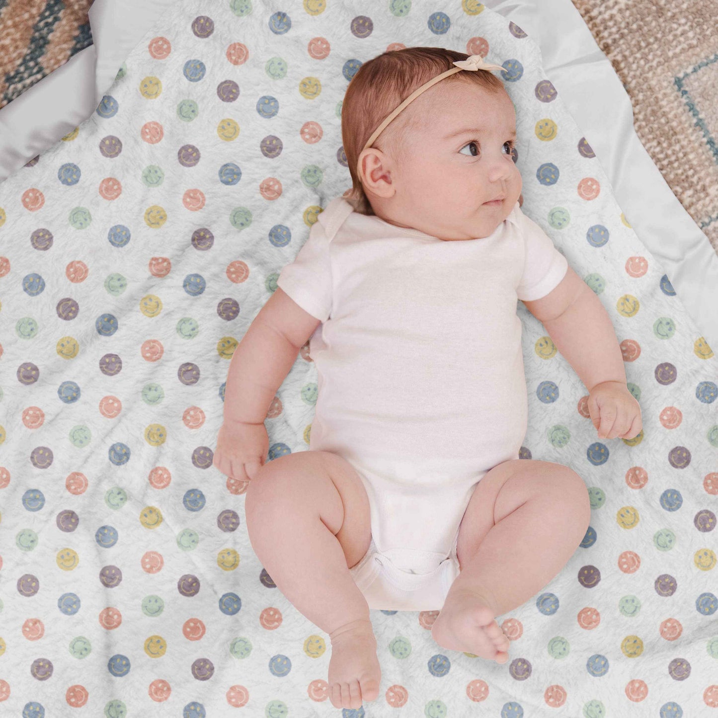 Reversible Baby Blanket Happy Baby Vibes