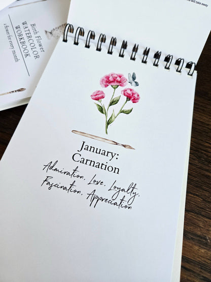Watercolor Workbook, Spiral Bound, Birth Month Flowers