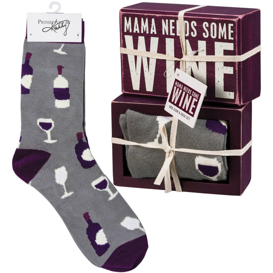 Mama Wine Sock Sign Set