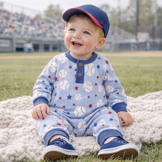 Grand Slam Bamboo Baseball Henley Romper