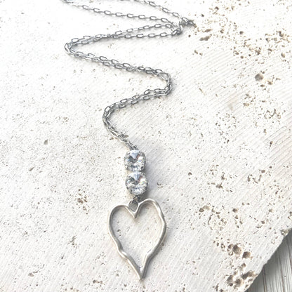 Crystal heart necklace Valentine love boutique salon