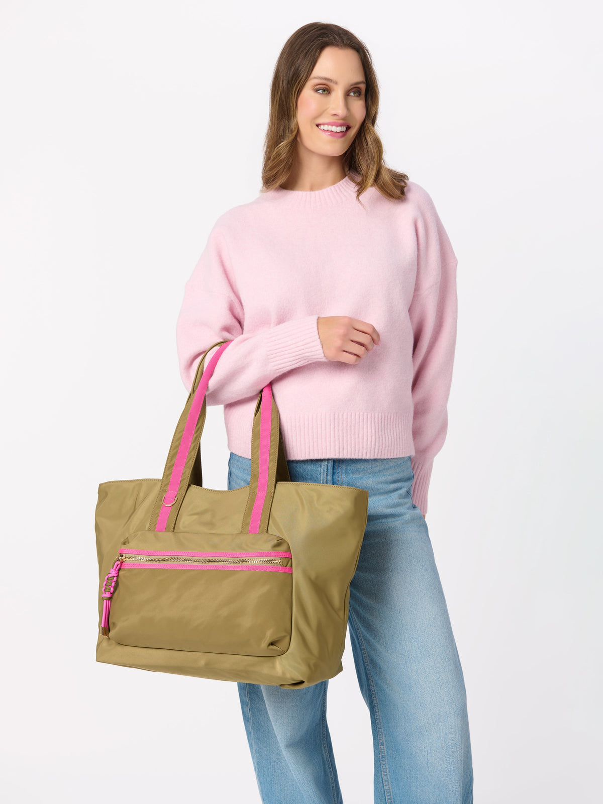 Jet Tote with Trolley Sleeve and Zip Pockets, shown in a styled setting