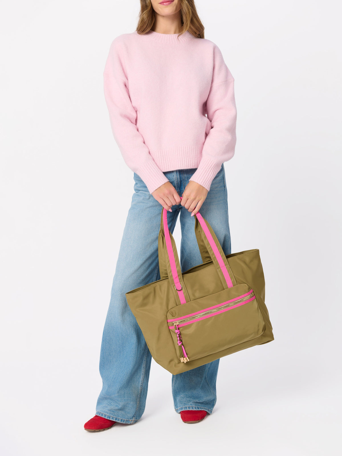 Jet Tote with Trolley Sleeve and Zip Pockets, shown in a styled setting