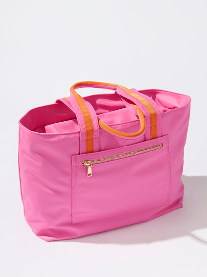 Jet Tote with Trolley Sleeve and Zip Pockets, shown in a styled setting