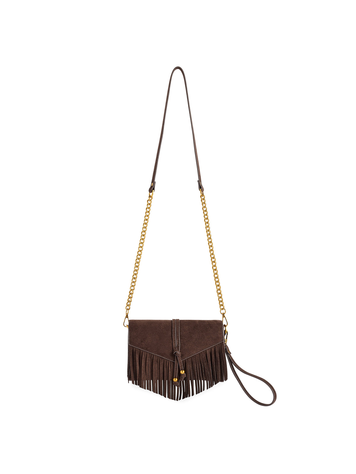 Janis Fringe Cross-Body Bag and Wristlet, Chocolate